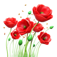 extraordinary abstract A field of poppies blowing in the wind, vibrant red and green, impressionistic style 4K png