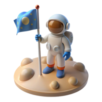 dramatic contemporary A lone astronaut planting a flag on a newly discovered planet, a vast, alien landscape stretching out behind them, illuminated by the light of a distant star detailed png