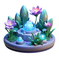 vibrant modern A futuristic garden, filled with bioluminescent plants and glowing flowers, soft, ethereal light illuminating the scene high quality png