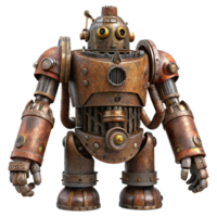 wonderful abstract A towering steampunk robot, rusted and weathered, intricate pipes and valves, apocalyptic lighting original png