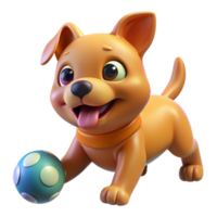 extraordinary abstract A playful puppy chasing a ball, bright and cheerful lighting, cartoon style authentic png