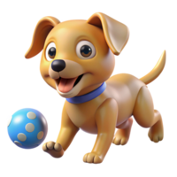 magnificent abstract A playful puppy chasing a ball, bright and cheerful lighting, cartoon style authentic png