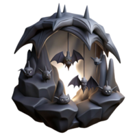 magnificent creative A colony of bats hanging in a cave, dark and mysterious atmosphere, gothic style premium png