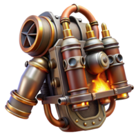 wonderful artistic A detailed steampunk jetpack with intricate pipes and valves, fiery, dynamic lighting original png