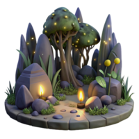 vibrant creative A group of fireflies illuminating a dark forest, magical and enchanting atmosphere, fantasy art style high resolution png