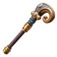 stunning rustic A stylish steampunk cane with a hidden blade and intricate carvings, sharp, contrasting lighting high resolution png
