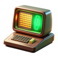 vibrant classic A vintage computer terminal displaying cascading green code, bathed in the warm glow of an incandescent desk lamp, retro 80s aesthetic high resolution png