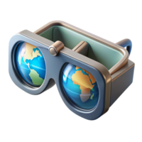 wonderful traditional A pair of augmented reality glasses projecting a holographic map of the world, sharp focus on the intricate lens design, futuristic and minimalist style authentic png