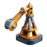 stunning abstract A robotic arm assembling a miniature replica of the Eiffel Tower, precise and detailed illustration, studio lighting high resolution png