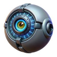 stunning minimalist A cyborg eye staring intently, intricate mechanical details and glowing iris, dark and moody lighting high quality png