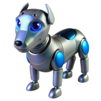 elegant abstract A robotic dog with glowing blue eyes, sleek metallic finish, soft spotlight from above original png