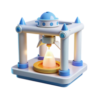 vibrant minimalist A 3D printer creating a miniature spaceship, intricate details and layers, bright white studio light detailed png