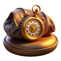 wonderful rustic A steampunk-themed pocket watch with intricate gears and Roman numerals, resting on a velvet cushion, warm candlelight, photorealistic style professional png