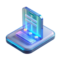vibrant creative A transparent smartphone displaying holographic information, futuristic and minimalist, soft blue light detailed png