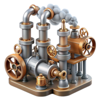 vibrant traditional A complex network of steampunk pipes and valves, with steam billowing from various points, industrial lighting, photorealistic style 4K png