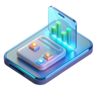 wonderful contemporary A transparent smartphone displaying holographic information, futuristic and minimalist, soft blue light detailed png