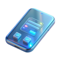 serene modern A transparent smartphone displaying holographic information, futuristic and minimalist, soft blue light exclusive png