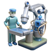 serene artistic A robotic surgeon performing a complex operation, precise and detailed, operating room lighting premium png