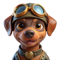 vibrant artistic A portrait of a steampunk dog wearing goggles and a tiny aviator helmet, bright studio lighting, humorous style exclusive png