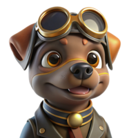 wonderful artistic A portrait of a steampunk dog wearing goggles and a tiny aviator helmet, bright studio lighting, humorous style high resolution png