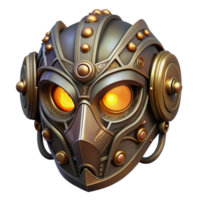 extraordinário contemporâneo uma tema steampunk mascarar com intrincado filigrana e brilhando lentes, escuro, misterioso iluminação, mascarada estilo Alto qualidade png