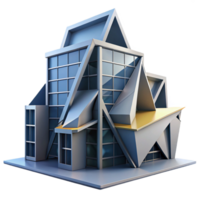vibrant minimalist Deconstructivist office building, fragmented forms, sharp angles, dramatic lighting, abstract style detailed png