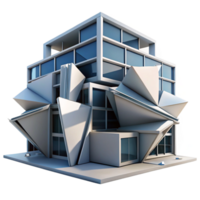 vibrant creative Deconstructivist office building, fragmented forms, sharp angles, dramatic lighting, abstract style professional png