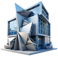 dramatic artistic Deconstructivist office building, fragmented forms, sharp angles, dramatic lighting, abstract style high resolution png
