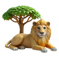 impressive vintage A regal lion pride resting beneath the shade of an acacia tree in the golden light of the African savanna, painted in the style of classical realism premium png