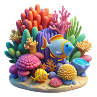 vibrant contemporary A vibrant coral reef teeming with colorful fish and intricate coral formations, illuminated by dappled sunlight, rendered in a photorealistic style high resolution png