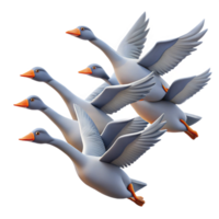 magnificent contemporary A flock of migrating geese flying in a V-formation against a vibrant sunset sky, depicted in a minimalist, graphic style high resolution png