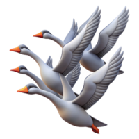 beautiful creative A flock of migrating geese flying in a V-formation against a vibrant sunset sky, depicted in a minimalist, graphic style high quality png
