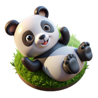 beautiful artistic A playful panda cub rolling down a grassy hill, bathed in the warm sunlight, depicted in a cute, cartoonish style detailed png