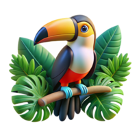 stunning abstract A colorful toucan perched on a branch, surrounded by lush tropical foliage, illuminated by vibrant, natural lighting high resolution png