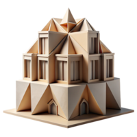 wonderful vintage An intricate origami-inspired building, folded paper forms, soft natural light, minimalist style authentic png