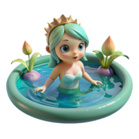 beautiful abstract A playful water nymph swimming in a crystal-clear pond, serene and tranquil lighting, digital art style high quality png
