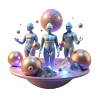 impressive traditional A group of celestial beings floating in the cosmos, ethereal and otherworldly lighting, abstract art style high resolution png