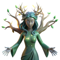 extraordinary rustic A serene dryad merging with a tree, ethereal and peaceful lighting, digital art style original png