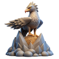 magnificent minimalist A majestic griffin protecting its nest atop a mountain peak, dramatic and imposing lighting, realistic style authentic png