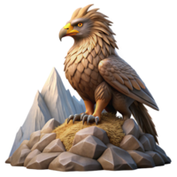 beautiful traditional A majestic griffin protecting its nest atop a mountain peak, dramatic and imposing lighting, realistic style exclusive png