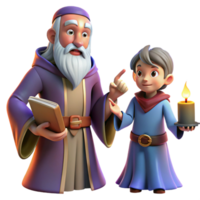 beautiful creative A wise old wizard teaching a young apprentice, warm and inviting lighting, fantasy art style authentic png