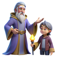 vibrant rustic A wise old wizard teaching a young apprentice, warm and inviting lighting, fantasy art style high resolution png