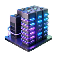 stunning rustic A towering server farm stretching into infinity, illuminated by pulsing neon lights, futuristic and minimalist style professional png