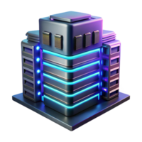 beautiful traditional A towering server farm stretching into infinity, illuminated by pulsing neon lights, futuristic and minimalist style exclusive png