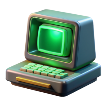 heiter minimalistisch ein Jahrgang Computer Terminal Anzeigen kryptisch Code, gebadet im Grün crt Licht, retrofuturistisch Stil hoch Qualität png