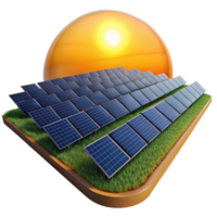 dramatic modern A field of solar panels stretching to the horizon, golden hour lighting, realistic style high quality png