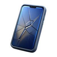 impressive creative A cracked smartphone screen displaying a distorted image, dramatic lighting, realistic style high resolution png