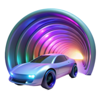 elegant modern A futuristic car driving through a tunnel of light, vibrant and dynamic lighting, science fiction style exclusive png
