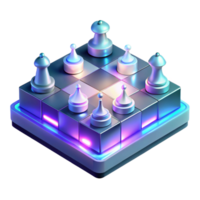 extraordinary traditional A holographic chessboard with glowing pieces, strategic lighting, futuristic and minimalist style exclusive png