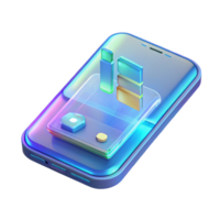 elegant minimalist A transparent smartphone displaying holographic information, soft blue lighting, futuristic and minimalist style original png